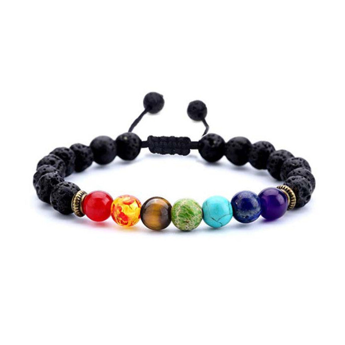BRACELET CHAKRA LAVA STONE
