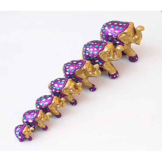 SET OF 7 ACRYLIC ELEPHANTS TL541 GOLD