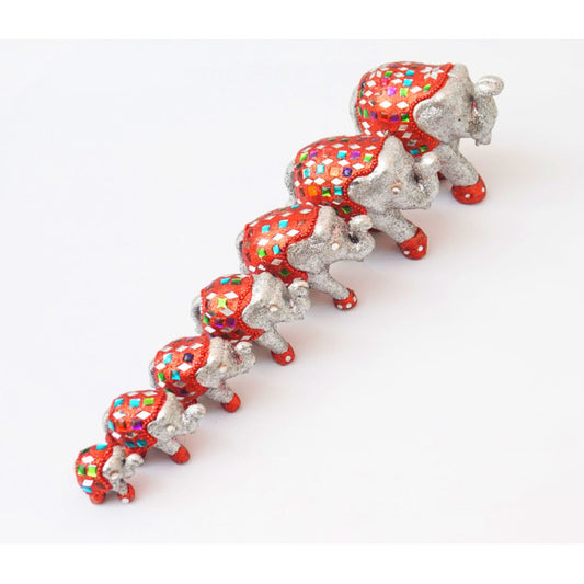 SET OF 7 ACRYLIC ELEPHANTS TL541 SILVER