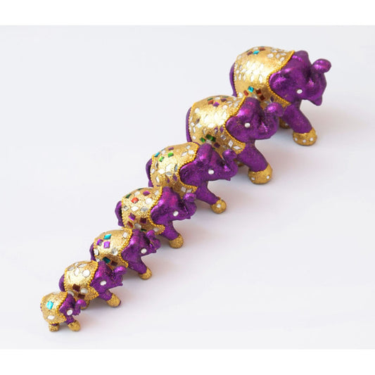 SET OF 7 ACRYLIC ELEPHANTS TL541 PURPLE