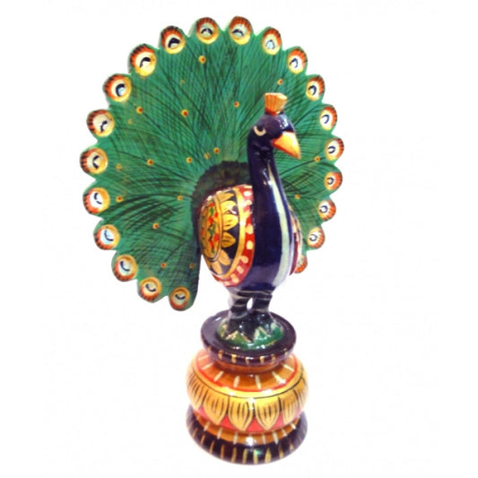 PAINTED WOODEN PEACOCK